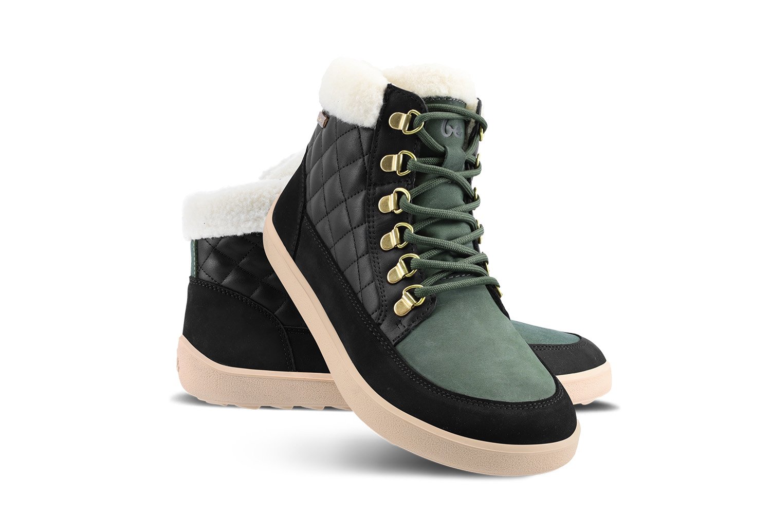 Be Lenka Olivia Black & Dark Green - Naisten paljasjalkatalvikengät